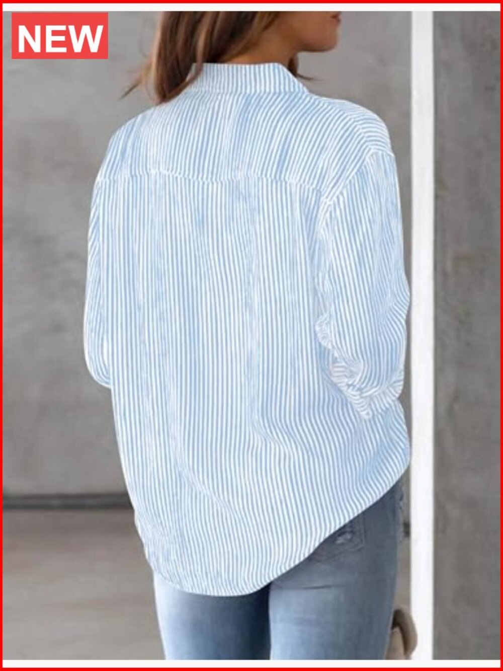 Long Sleeve Button Down Shirt with Chest Pocket - Classic Fit Work Blouse - Picture 4 of 7